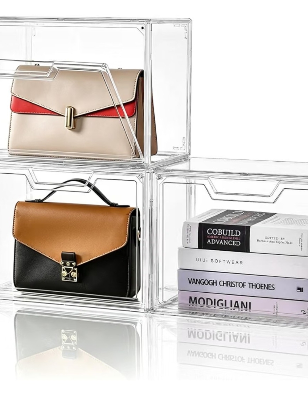 3 Clear Acrylic Display Cases for Handbag Organizer